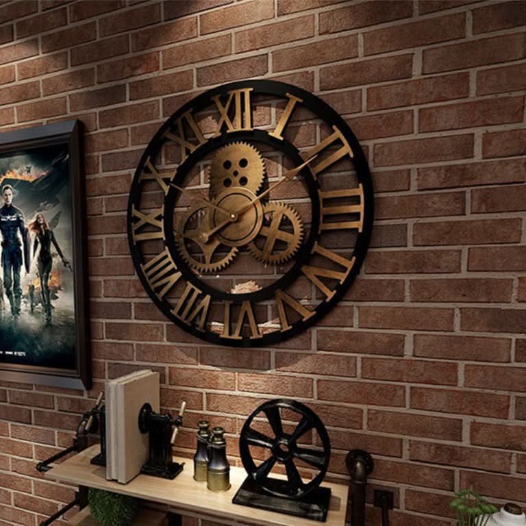 Retro-Industrie-Wanduhr mit Zahnrädern