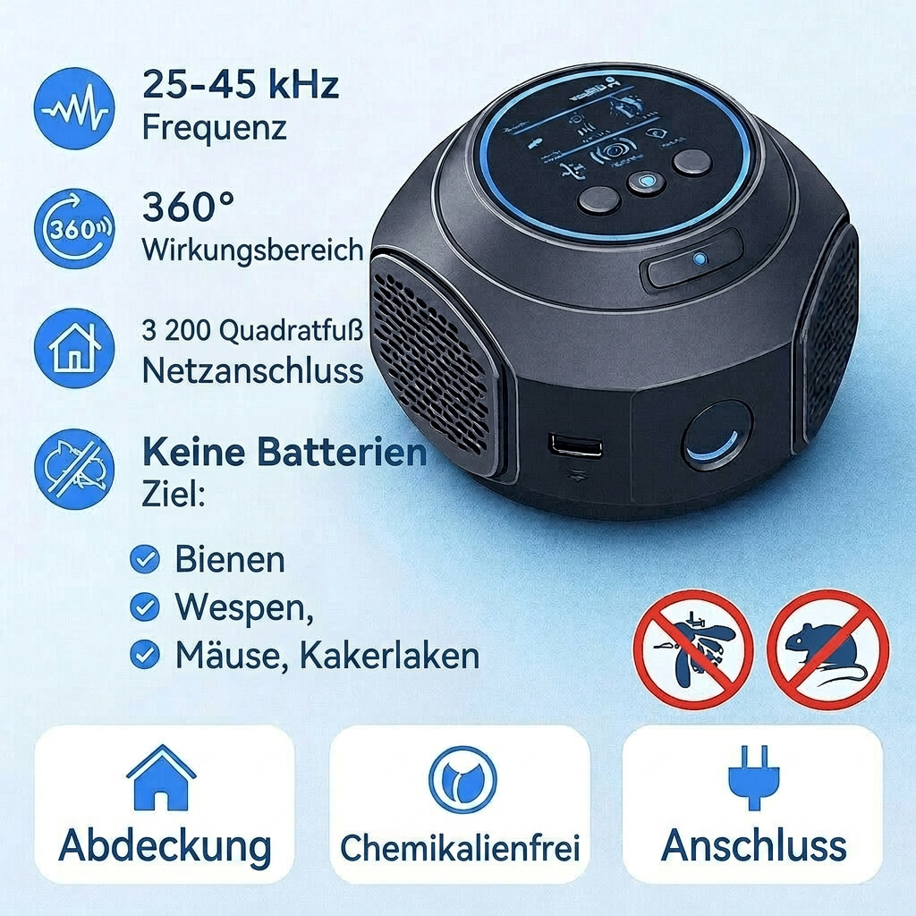 SchallWacht™ | Wespen & Bienen weg – ohne Spray, einfach einstecken | Heute 50% Rabatt