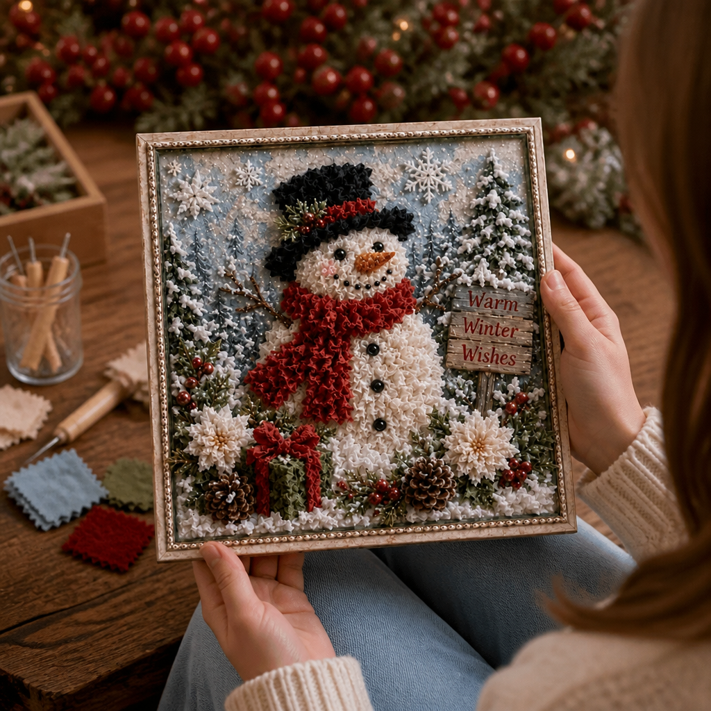 Weihnachts-Stoff-Steckbild ohne Nähen | Foldery