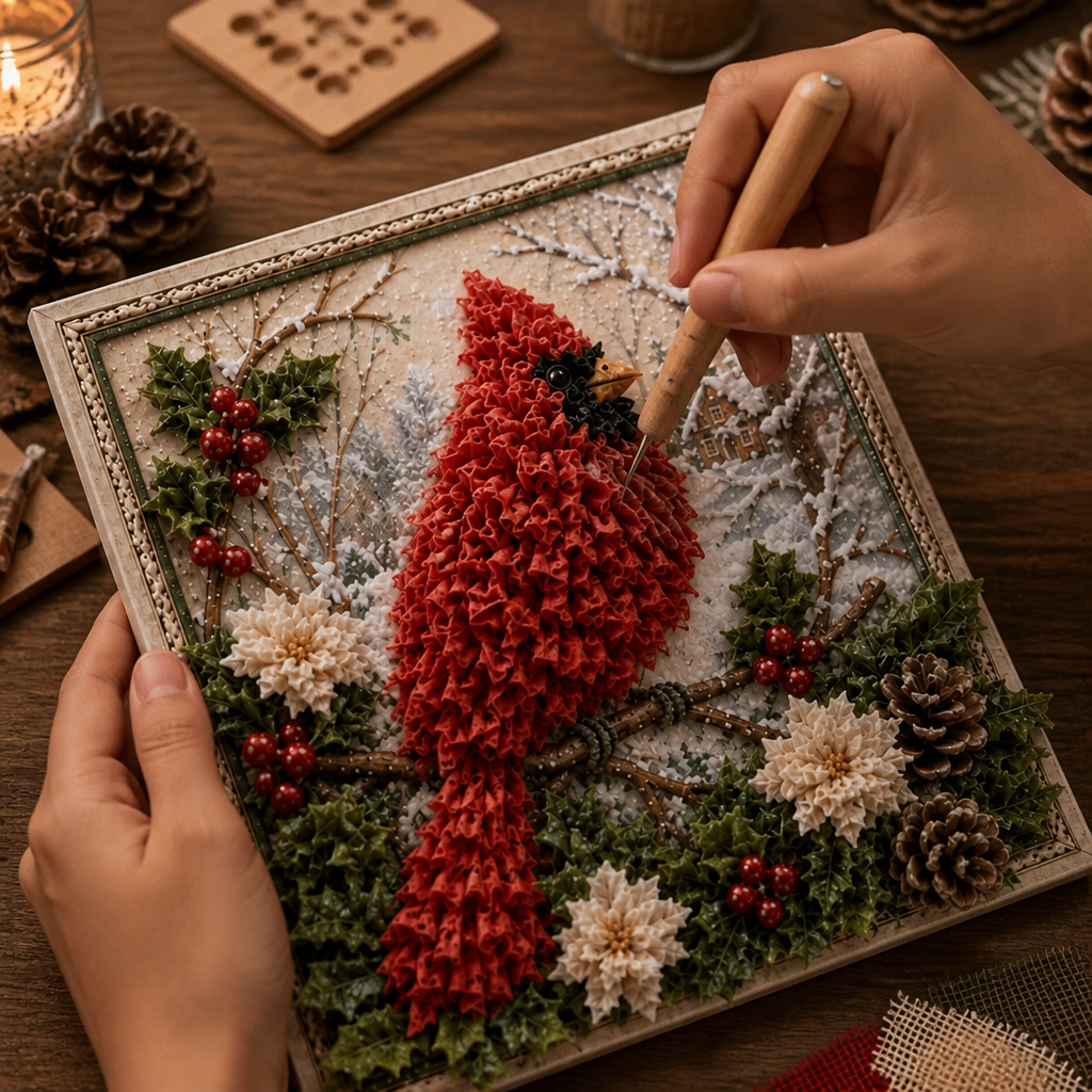 Weihnachts-Stoff-Steckbild ohne Nähen | Foldery
