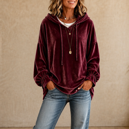 Samt-Hoodie mit Rüschenmanschette & Zipfelsaum | Wearbella