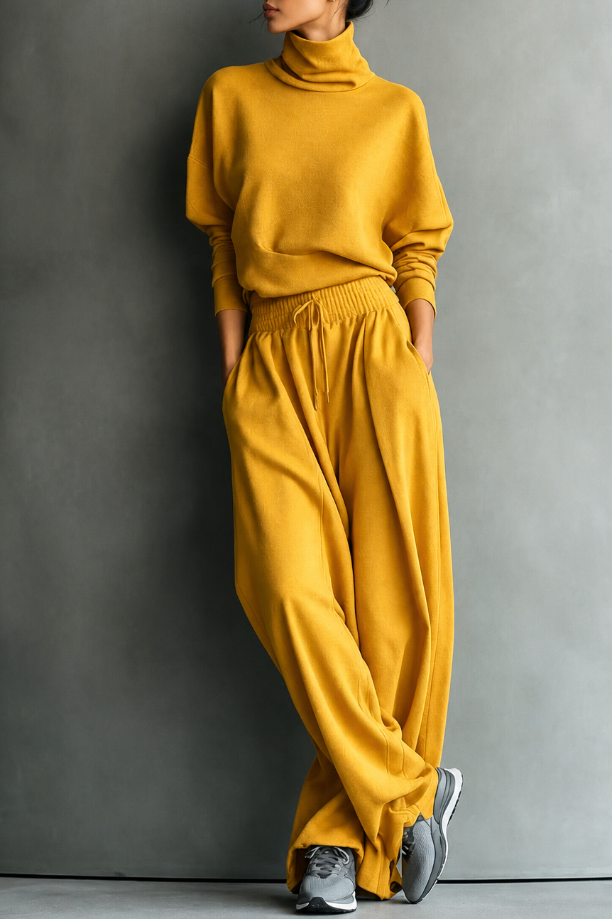 Zweiteiliges Rollkragen-Set mit Culotte-Hose | Wearbella