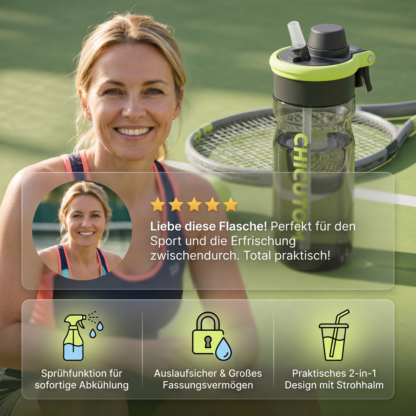 HydroSpritz™ 2-in-1 Sport-Trinkflasche – Trinken & Abkühlen in einem