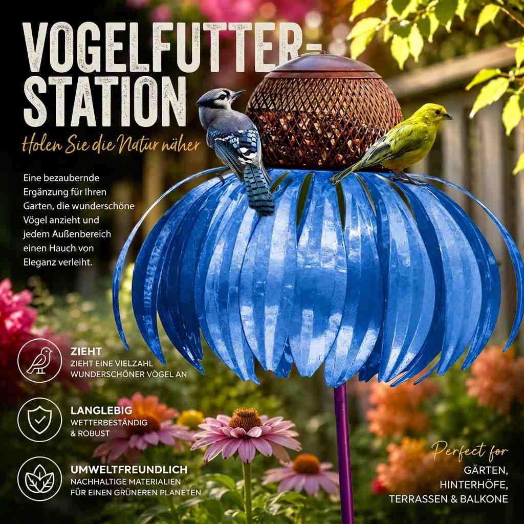 Vogelfutterspender mit Erdspieß | Blütenpfahl