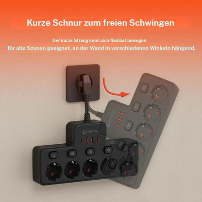 VoltKraft™ 9-in-1 Steckdosenleiste mit USB-C – Schluss mit Kabelchaos