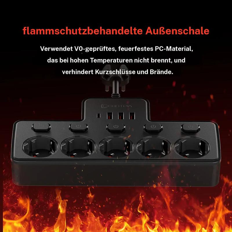 VoltKraft™ 9-in-1 Steckdosenleiste mit USB-C – Schluss mit Kabelchaos