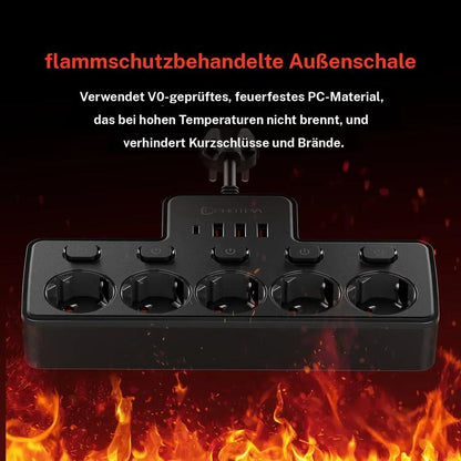 VoltKraft™ 9-in-1 Steckdosenleiste mit USB-C – Schluss mit Kabelchaos