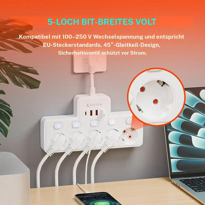 VoltKraft™ 9-in-1 Steckdosenleiste mit USB-C – Schluss mit Kabelchaos